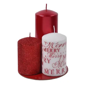 Set Lumanari Decorative de Crăciun cu Sclipici și Litere