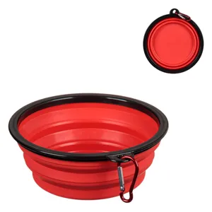 Bol pliabil pentru animale de companie, silicon, roșu, 650 ml