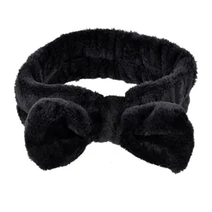 Bentita pentru machiaj cu funda, neagra, latime 6 cm