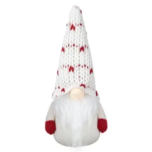 Figura Decorativă Crăciun Gnome Alb Roșu 17cm Poliester