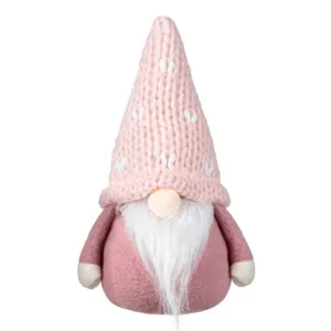 Figura Decorativa de Crăciun Gnome Caciula Roz 17cm
