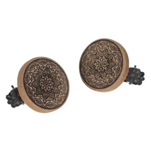 Brosă Decorativă pentru Perdele cu Design Mandala din Lemn