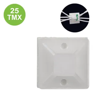 Suporturi autocolante pentru coliere cabluri din plastic albe 2x2 cm set 25 bucă