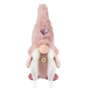 Gnome Decorativ Crăciun Blană Artificială Roz 18cm