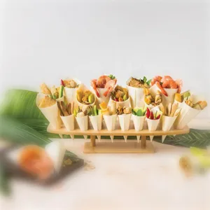 Suport din Lemn pentru 12 Conuri de Aperitive, 29x9x6cm