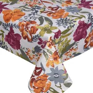 Fata de Masă Textil Bej cu Flori Colorate 180x140cm