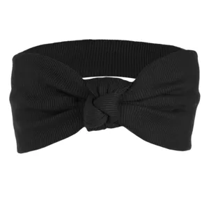 Bentiță de păr pentru femei, cu nod, neagră, material textil cu nervuri