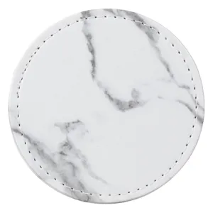 Suport pentru pahare rotund din piele artificială marmură albă