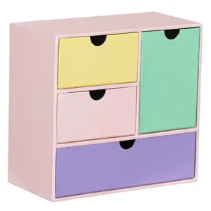 Cutie organizatoare din carton cu 4 sertare, Multicolor, 18x9x16.8 cm