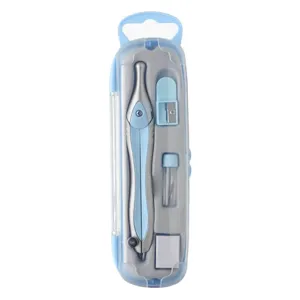 Set compas din metal, 4 bucăți, argintiu și albastru, cu accesorii