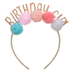 Bentiță de petrecere cu pompon și text 'Birthday Girl', Multicolor