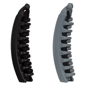 Clame de păr tip banana, Set 2 buc, Gri și Negru, 12.5 cm, Finisaj Mat