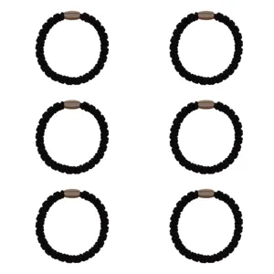 Elastice de par din frotte negre cu inchidere metalica set 6 buc