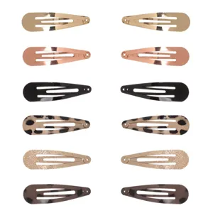 Clame de păr metalice cu glitter, 12 buc, 5 cm, multicolore