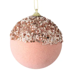 Ornament Brad de Crăciun Glob Spumă Roz cu Paiete