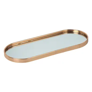 Suport Lumânări Oval Sticlă Margine Aurie Dimensiuni 30x12.5x1.5cm