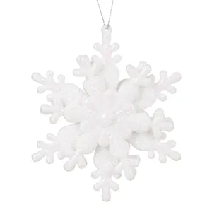Ornament de Crăciun 3D Fulg de Zapada cu Glitter Alb Holografic