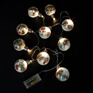 Luminie LED cu 10 becuri și sfere transparente pentru decorațiuni de Crăciun