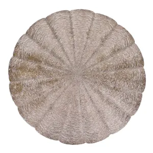 Placemat Decorativ Rotund Aurie cu Model Evantai pentru Farfurie de Crăciun