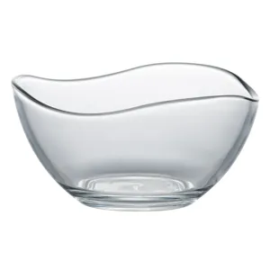 Bol din sticlă transparentă ovală cu margine ondulată, 310 ml