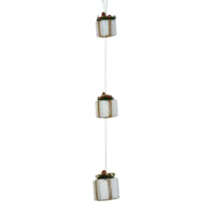 Decoratiune Suspendata de Crăciun cu Cadouri Albe Glitter Bej Sampanie