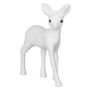 Figura Decorativa Cerb Alb Catifelat 15cm