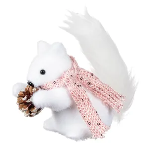 Ornament Brad de Crăciun Veveriță Spumă Fular Roz 14cm