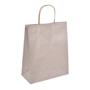 Punga cadou kraft bej cu buline maro - Ambalaj elegant