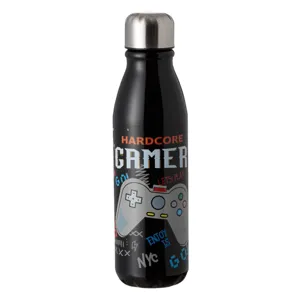 Sticlă de apă din aluminiu, 600 ml, neagră, cu design gaming