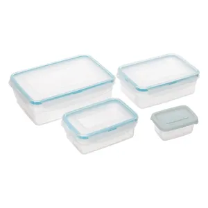 Set recipiente alimente plastic transparente etanse cu capac pentru congelator