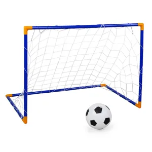 Poartă de fotbal din plastic, albastră, cu minge și pompă, 105x76x69 cm