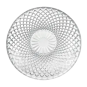 Farfurie pentru desert din sticlă transparentă cu model diamant, Ø15 cm