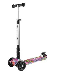 Trotineta pliabila cu 3 roti, Multicolora, Ghidon reglabil 70-80 cm