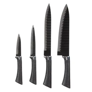 Set de 4 cutite cu lama zimtate din otel inoxidabil negru