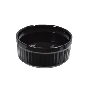 Bol portelan negru cu model reliefat pentru sos 60ml