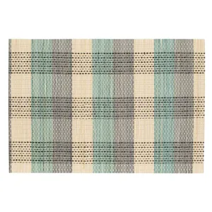 Suport farfurii din bambus, model carouri, 45x30cm, Gri/Bej/Verde menta