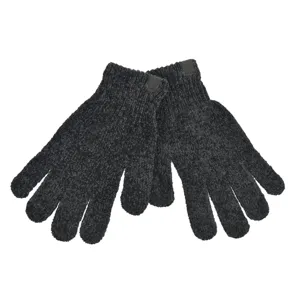 Manusi dama chenille, negre, cu viniete, 1 pereche