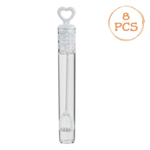Set de 8 mini sticle cu stick pentru baloane de săpun cu inimă albă