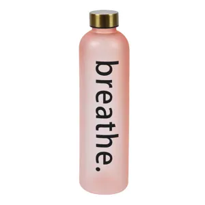 Sticlă de apă sport din plastic 1L cu capac auriu metalizat