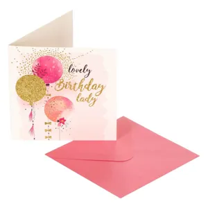 Felicitare cu baloane glitter aurii 15x15cm cu plic
