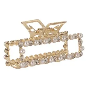 Clama de Par Aurie cu Strass și Margele Albe – Accesoriu Elegant