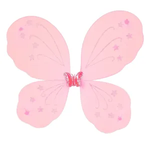 Aripi de Fluture Roz Glitter cu Stelute Metalice, Dimensiune 37x40cm