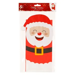Pungi de cadou din hartie, Mos Craciun, 12x24x8 cm, Set 5 buc