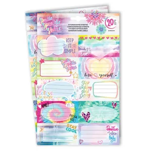 Etichete autocolante Tie Dye, 20 buc, 8.4x4.5 cm, Multicolore