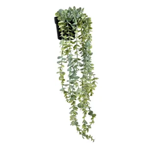 Ghiveci Decorativ cu Planta Artificiala Curgatoare de Eucalipt, 66 cm, Negru