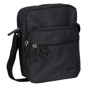 Borsetă pentru bărbați, Neagră, 19.5x8x15cm, Material textil, Curea reglabilă