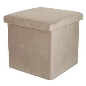Taburet pliabil cu spațiu de depozitare, Velvet Taupe, 38x38x38 cm