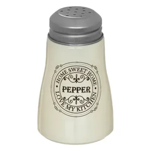 Shaker de piper decorativ din sticlă cu text HOME SWEET HOME
