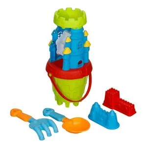 Set de Joaca pentru Nisip cu Moara de Apa, Castel si 4 Accesorii, Multicolor, Plastic, Ø20x37.5cm