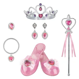 Set Accesorii Printesă Roz, Pantofi și Bijuterii pentru Copii 3+ Ani